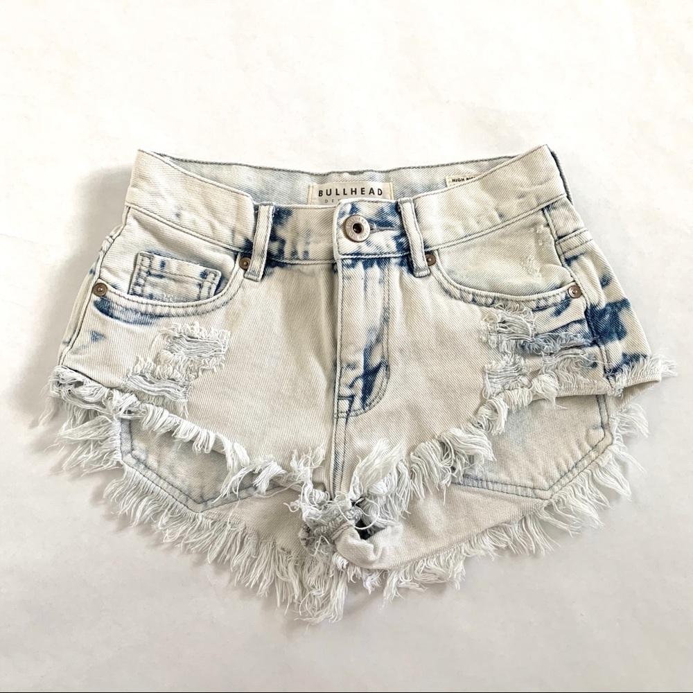Bullhead PacSun High Rise Destroy Denim Shorts